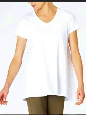 J. Jill Luxe Supima White Pleat-Back Tee